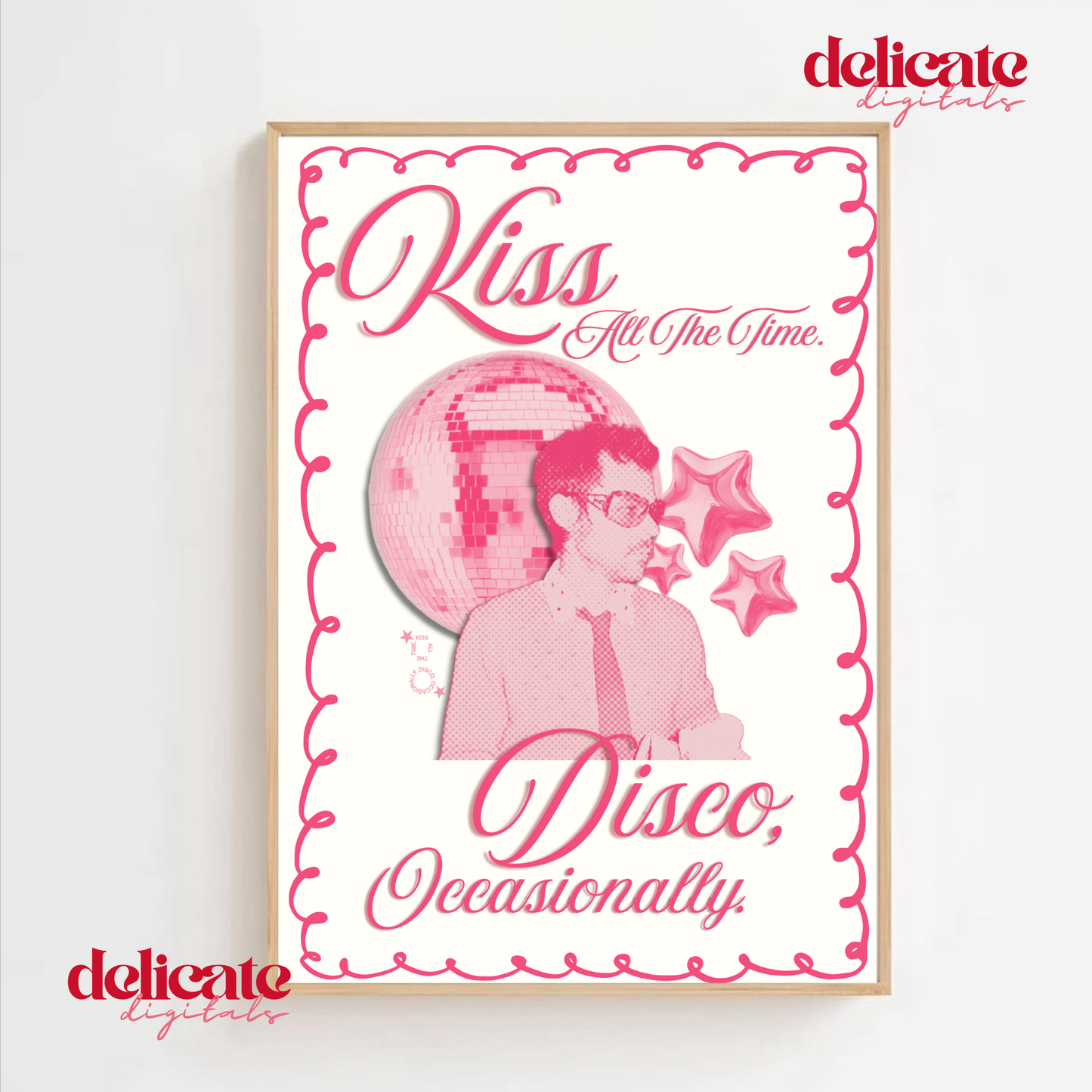 Barbie Pink Retro Style Kiss All The Time. Disco, Occasionally Print