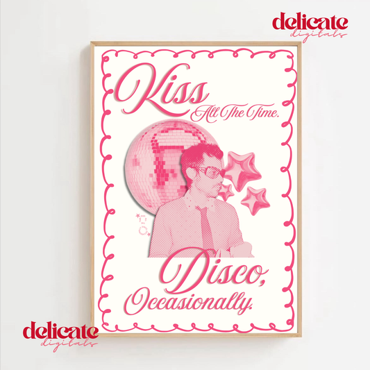 Barbie Pink Retro Style Kiss All The Time. Disco, Occasionally Print